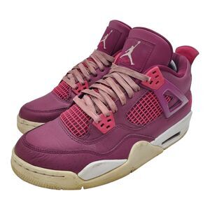 NIKE Shoes AIR JORDAN 4 RETRO GS Youth Size 6.5Y Purple White Sneaker 487724-661